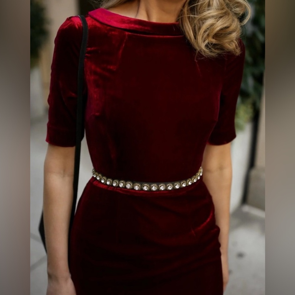 Boden Red Velvet Martha Dress